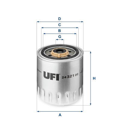 UFI Brændstof-filter 2432100 Filterindsats thread_size_1_991|Gevindmål 1|M 12 X 1,5 height_mm_209|Højde [mm]|104 inner_diameter_mm_496|Indvendig diame