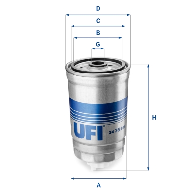 UFI Brændstof-filter 2435101 Filterindsats thread_size_1_991|Gevindmål 1|M 16 X 1,5 height_mm_209|Højde [mm]|152 inner_diameter_mm_496|Indvendig diame
