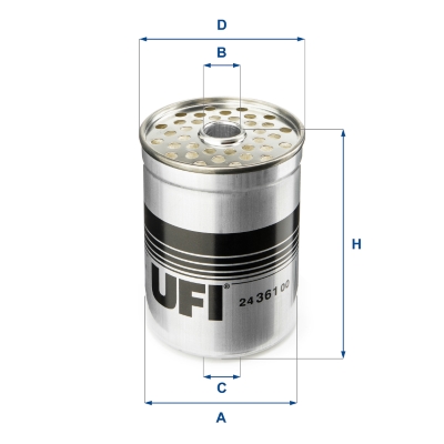 UFI Brændstof-filter 2436100 Filterindsats height_mm_209|Højde [mm]|113 inner_diameter_mm_496|Indvendig diameter [mm]|19 outer_diameter_mm_497|Yderdia