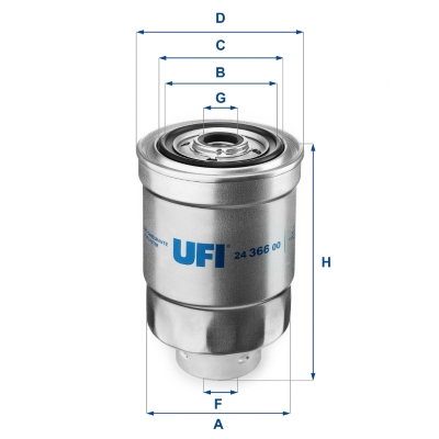 UFI Brændstof-filter 2436600 Filterindsats thread_size_1_991|Gevindmål 1|M 20 X 1,5 thread_size_2_992|Gevindmål 2|M 36 1,5 height_mm_209|Højde [mm]|13