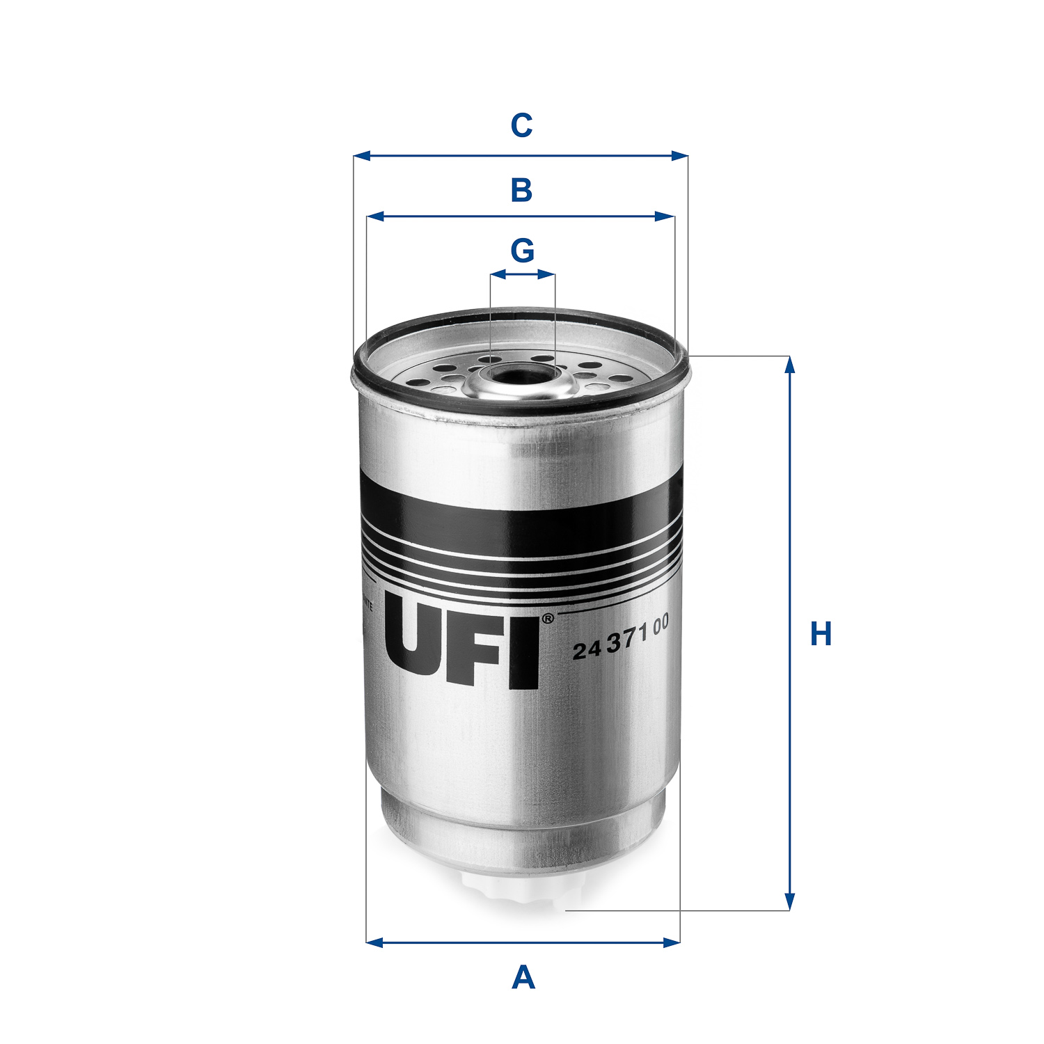 UFI Brændstof-filter 2437100 Filterindsats height_mm_209|Højde [mm]|161 thread_size_289|Gevindmål|M15,5 inner_diameter_mm_496|Indvendig diameter [mm]|