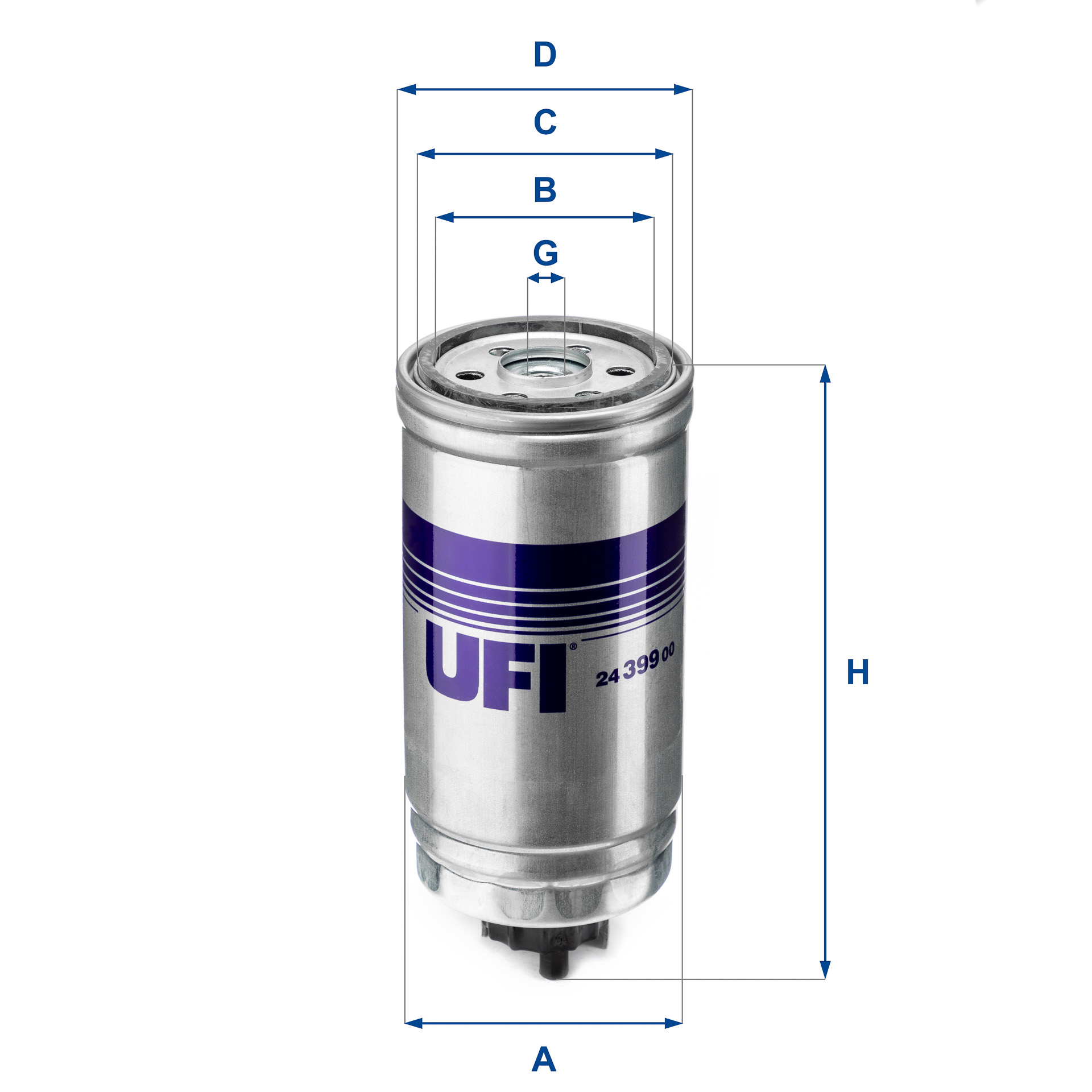 UFI Brændstof-filter 2439900 Filterindsats thread_size_1_991|Gevindmål 1|M 16 X 1,5 height_mm_209|Højde [mm]|185 inner_diameter_mm_496|Indvendig diame