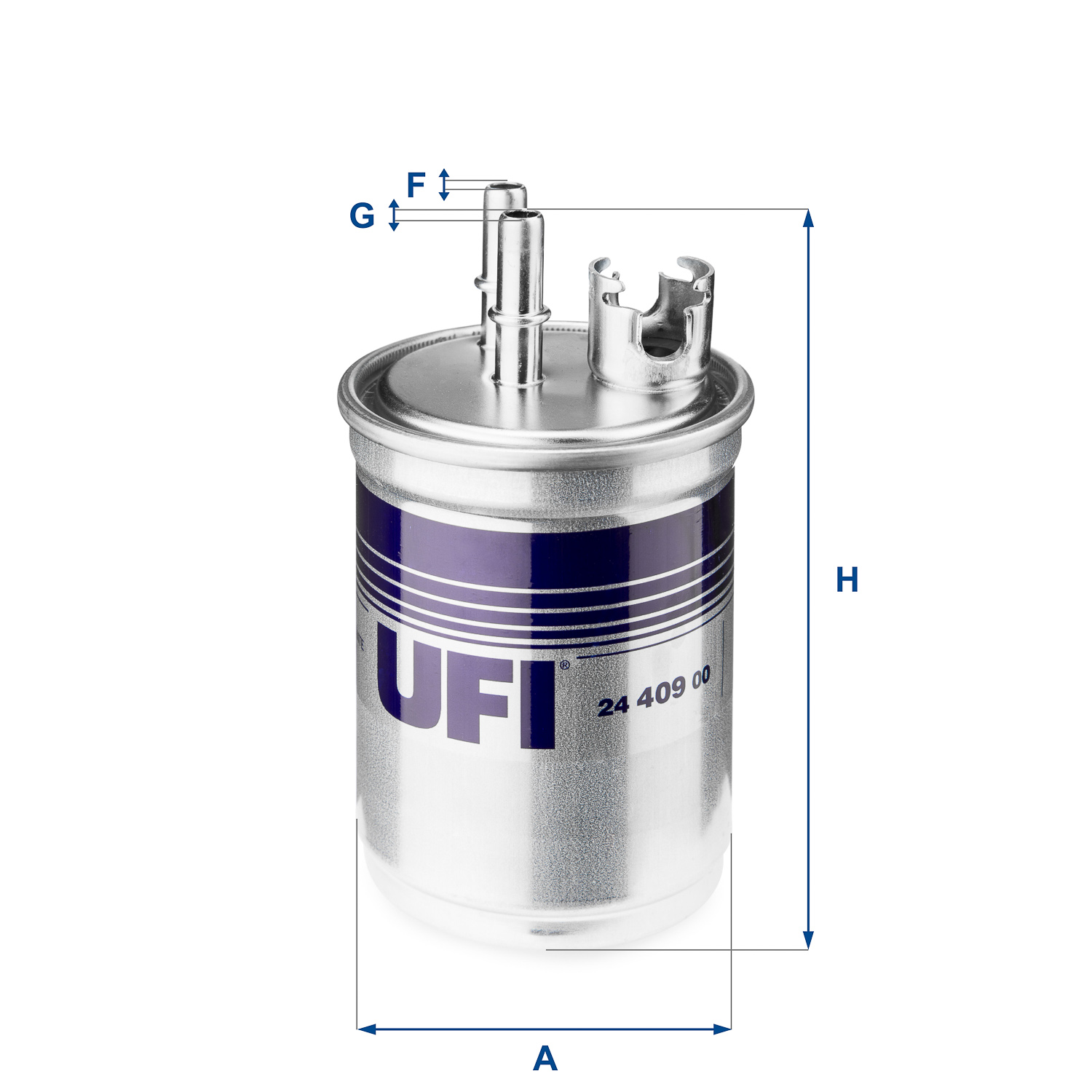 UFI Brændstof-filter 2440900 Filterindsats inlet__mm_916|Indgangs-Ø [mm]|9,8 outlet__mm_917|Udgangs-Ø [mm]|9,8 height_mm_209|Højde [mm]|128 outer_diam