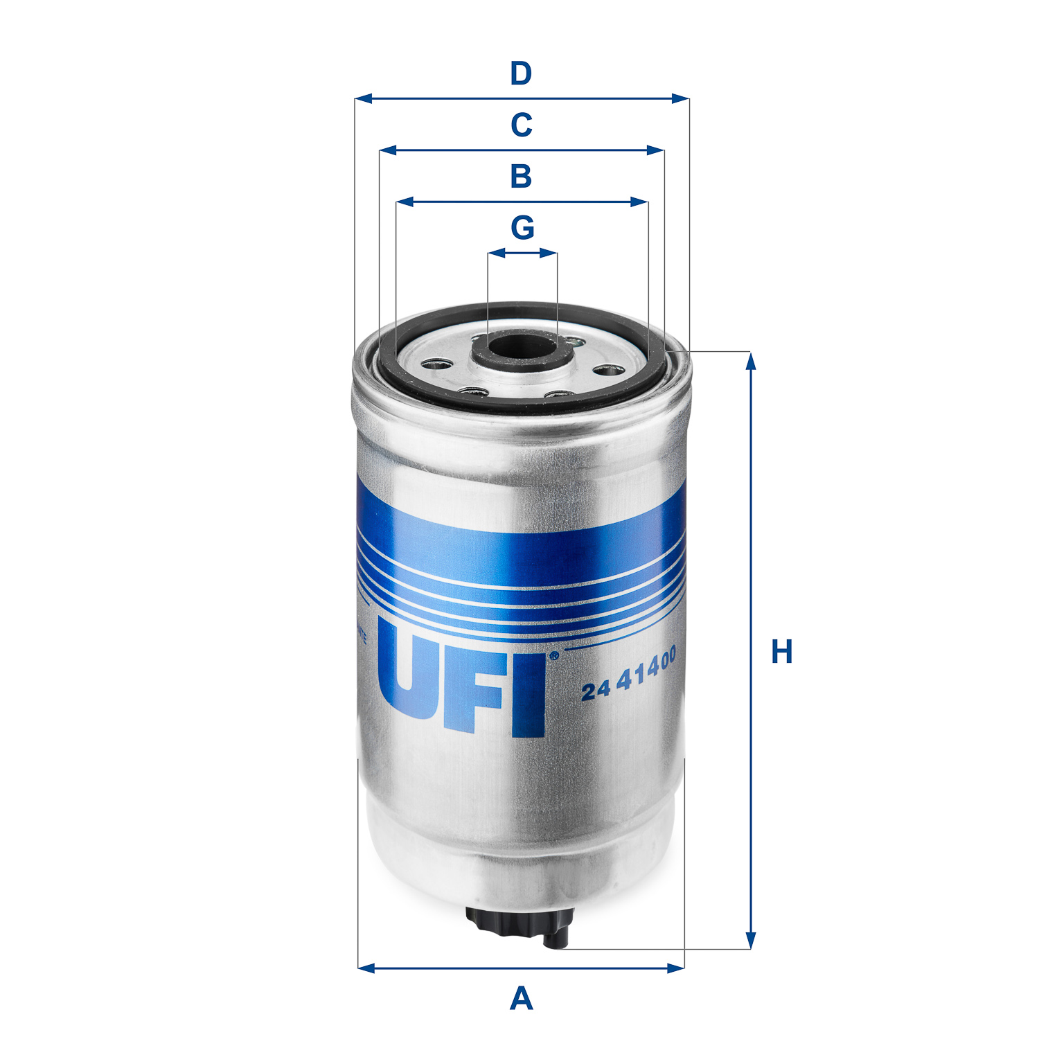 UFI Brændstof-filter 2441400 Filterindsats thread_size_1_991|Gevindmål 1|M 16 X 1,5 height_mm_209|Højde [mm]|158 inner_diameter_mm_496|Indvendig diame