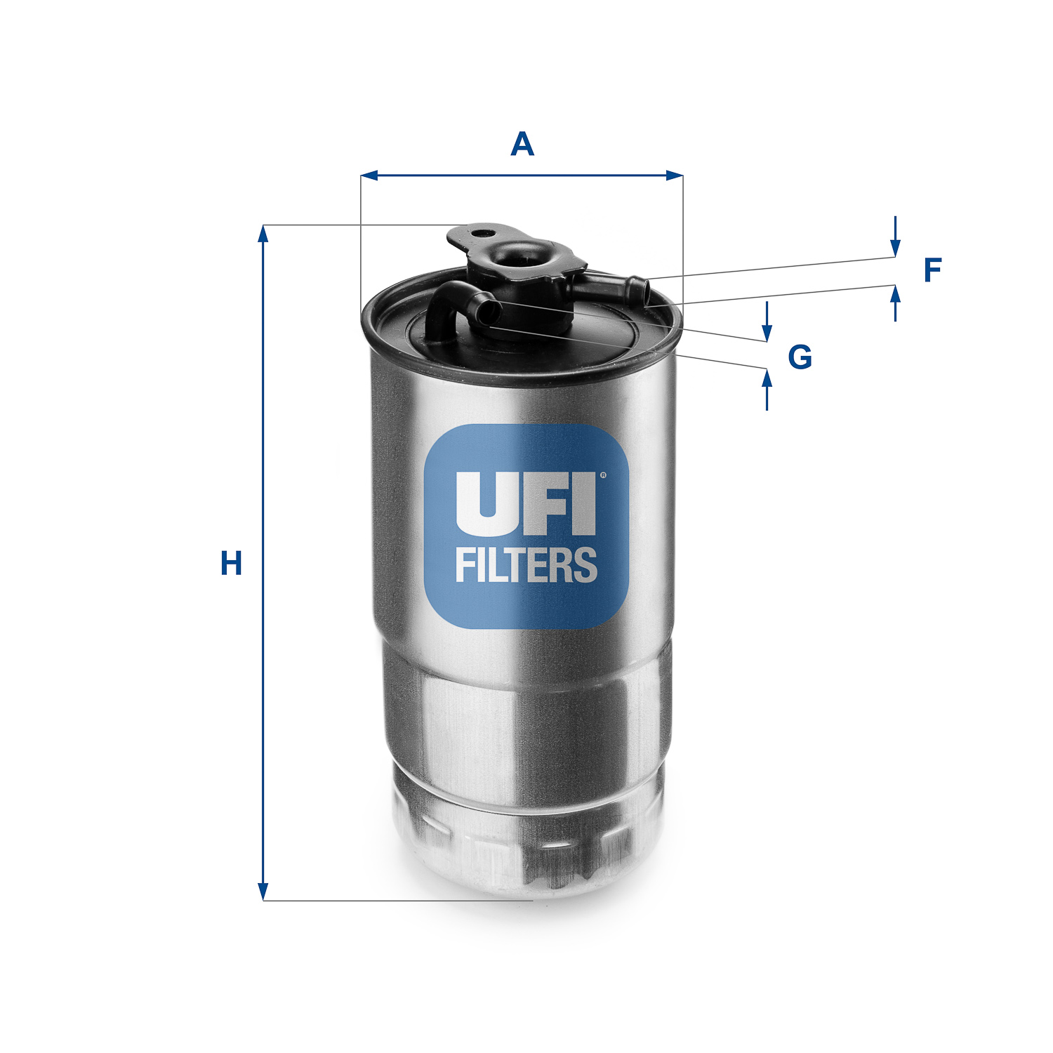 UFI Brændstof-filter 2442700 Filterindsats inlet__mm_916|Indgangs-Ø [mm]|8 outlet__mm_917|Udgangs-Ø [mm]|8 height_mm_209|Højde [mm]|177 outer_diameter