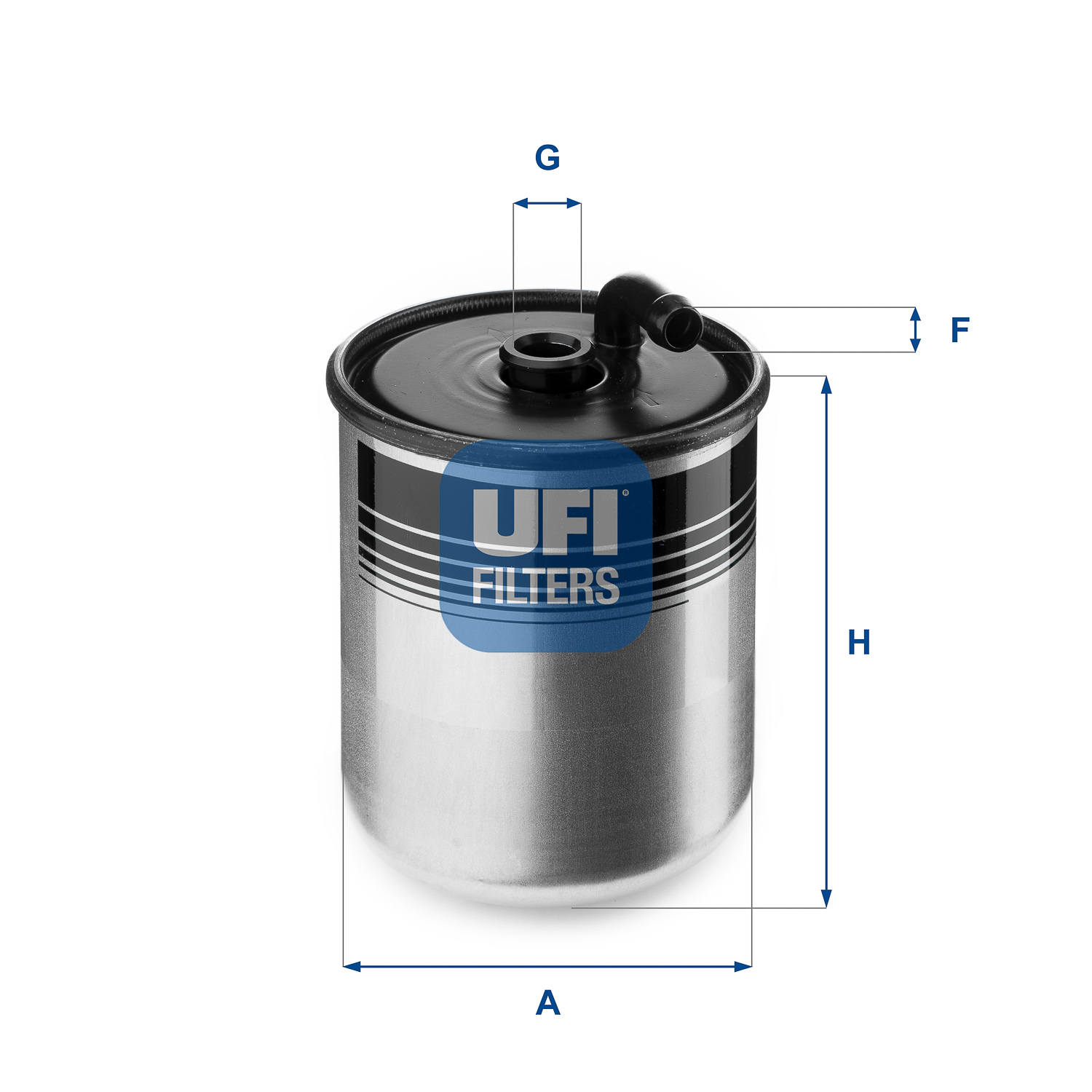 UFI Brændstof-filter 2442900 Filterindsats inlet__mm_916|Indgangs-Ø [mm]|10 outlet__mm_917|Udgangs-Ø [mm]|11,7 height_mm_209|Højde [mm]|105 outer_diam