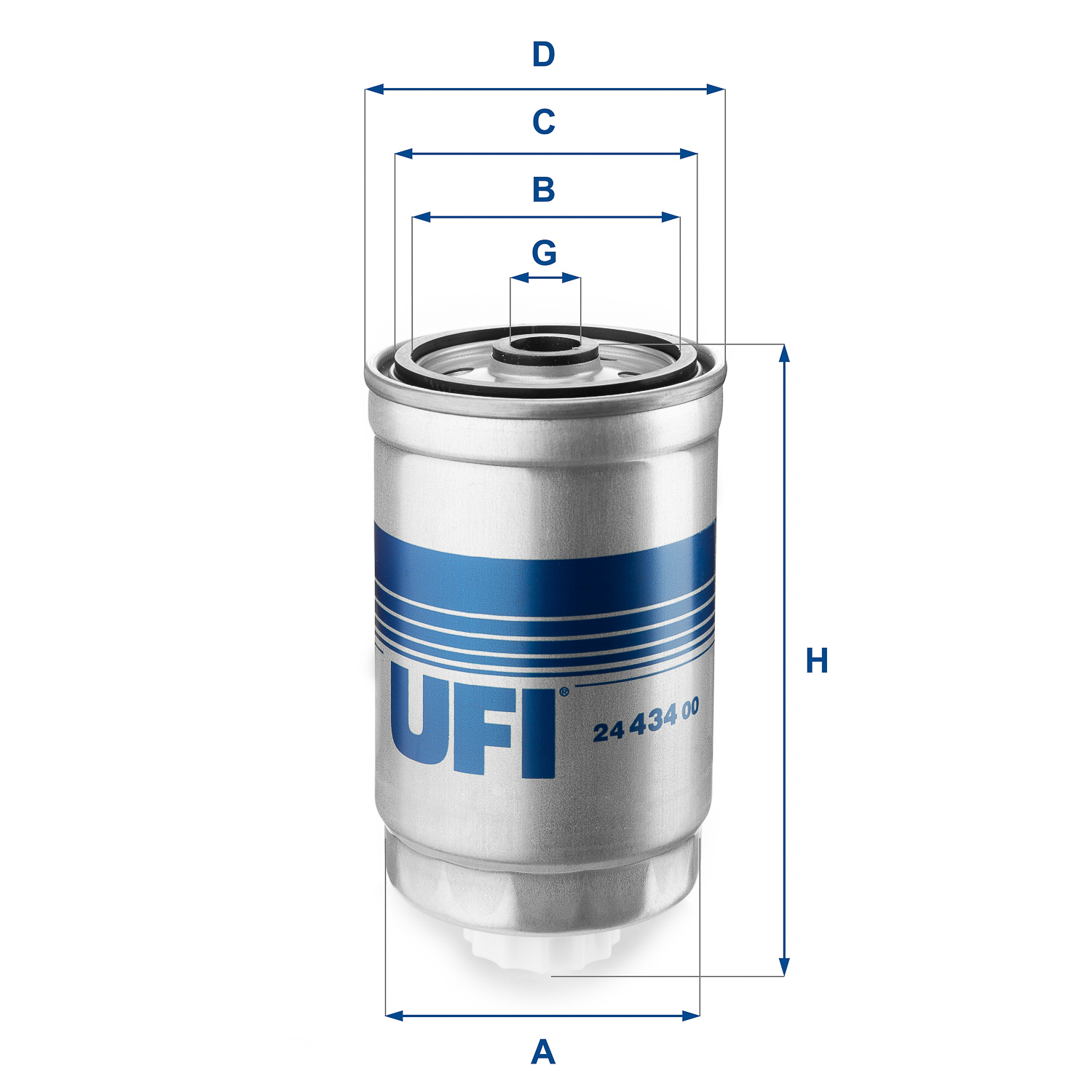 UFI Brændstof-filter 2443400 Filterindsats thread_size_1_991|Gevindmål 1|M 16 X 1,5 height_mm_209|Højde [mm]|152 inner_diameter_mm_496|Indvendig diame