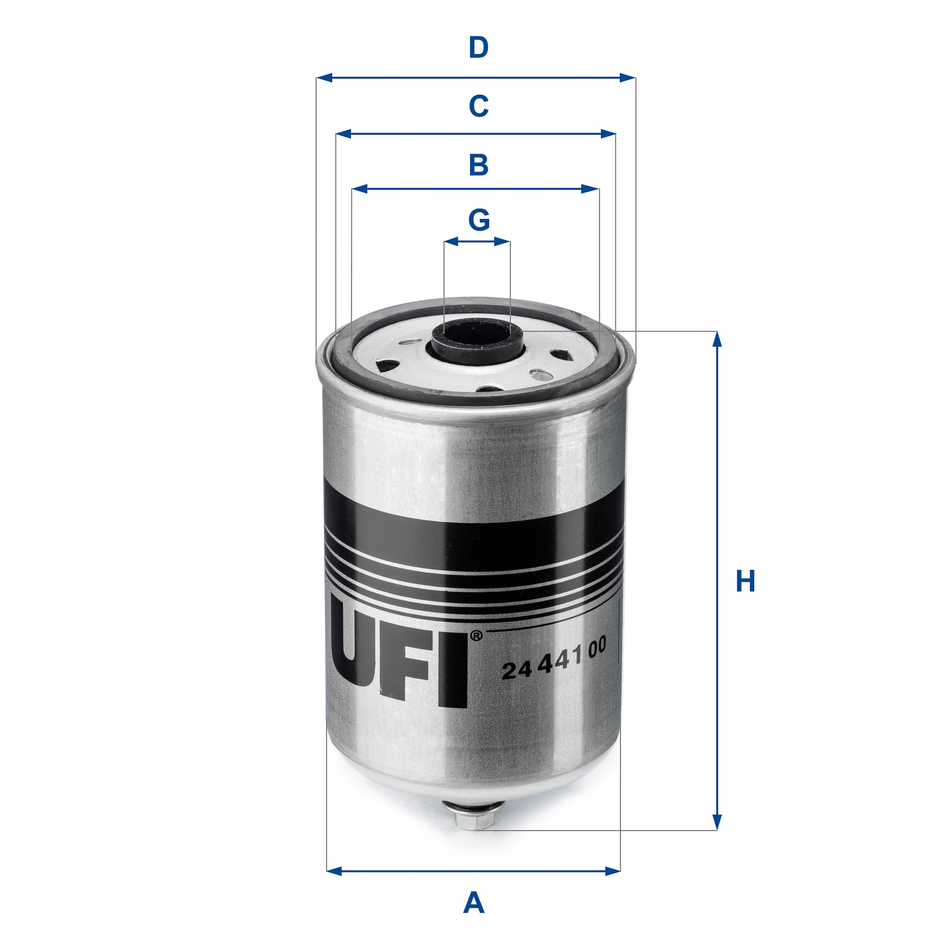 UFI Brændstof-filter 2444100 Filterindsats thread_size_1_991|Gevindmål 1|M 16 X 1,5 height_mm_209|Højde [mm]|131 inner_diameter_mm_496|Indvendig diame