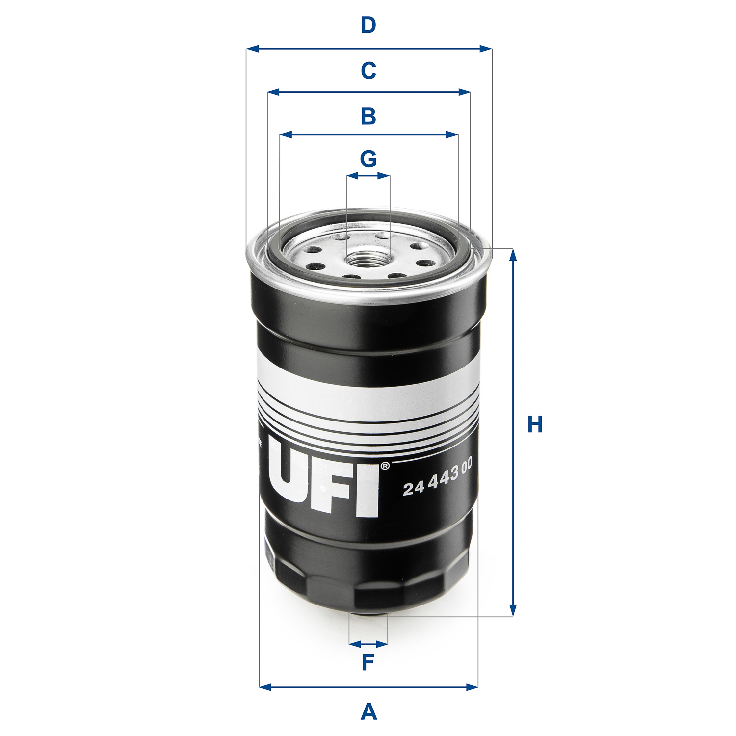 UFI Brændstof-filter 2444300 Filterindsats thread_size_1_991|Gevindmål 1|M 16 X 1,5 thread_size_2_992|Gevindmål 2|M 12 1,25 height_mm_209|Højde [mm]|1