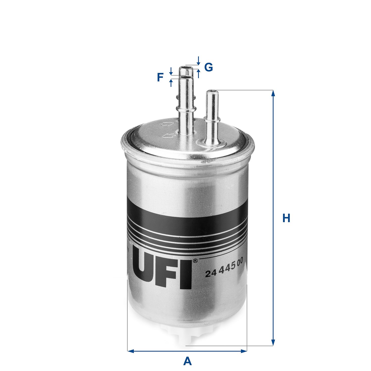 UFI Brændstof-filter 2444500 Filterindsats inlet__mm_916|Indgangs-Ø [mm]|10 outlet__mm_917|Udgangs-Ø [mm]|10 height_mm_209|Højde [mm]|187 outer_diamet