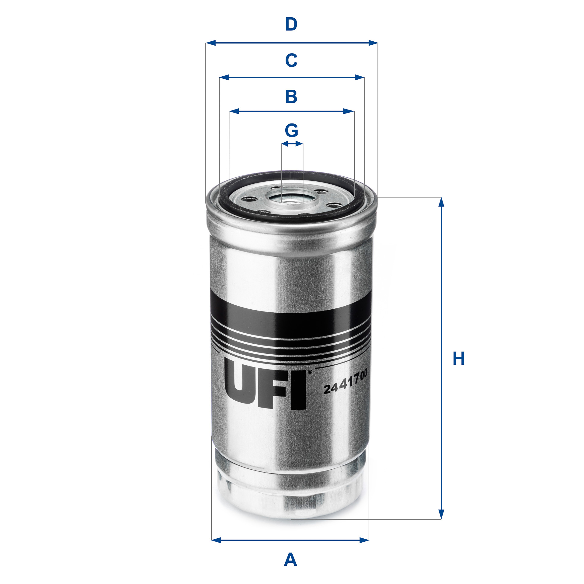 UFI Brændstof-filter 2441700 Filterindsats thread_size_1_991|Gevindmål 1|M 16 X 1,5 height_mm_209|Højde [mm]|161 inner_diameter_mm_496|Indvendig diame
