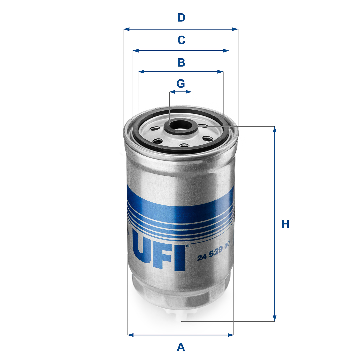 UFI Brændstof-filter 2452900 Filterindsats thread_size_1_991|Gevindmål 1|M 16 X 1,5 height_mm_209|Højde [mm]|153 inner_diameter_mm_496|Indvendig diame