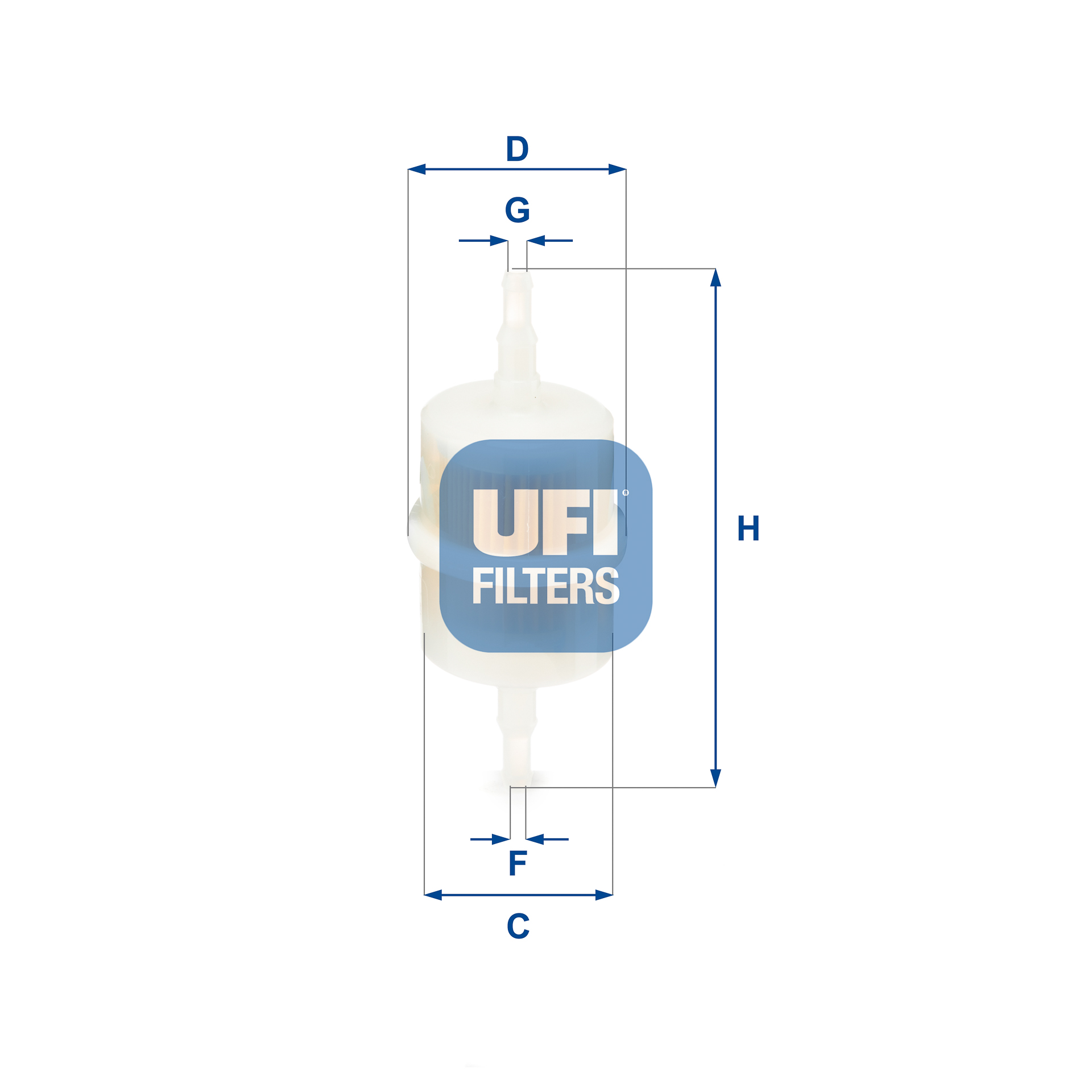 UFI Brændstof-filter 31.012.00 Filterindsats inlet__mm_916|Indgangs-Ø [mm]|8,4 outlet__mm_917|Udgangs-Ø [mm]|6,5 height_mm_209|Højde [mm]|142 outer_di
