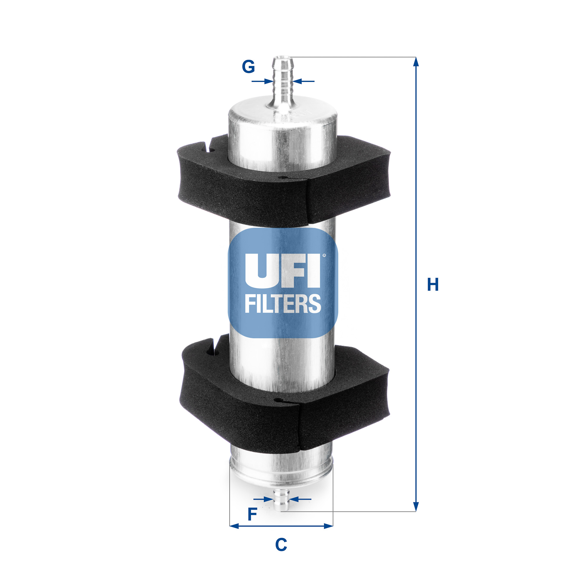 UFI Brændstof-filter 31.950.00 Filterindsats inlet__mm_916|Indgangs-Ø [mm]|9,2 outlet__mm_917|Udgangs-Ø [mm]|11,2 height_mm_209|Højde [mm]|250 outer_d