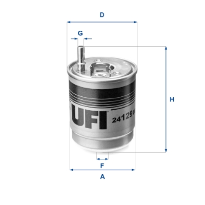UFI Brændstof-filter 2412900 Filterindsats thread_size_2_992|Gevindmål 2|M 12 X 1,5 outlet__mm_917|Udgangs-Ø [mm]|9,8 height_mm_209|Højde [mm]|160 out