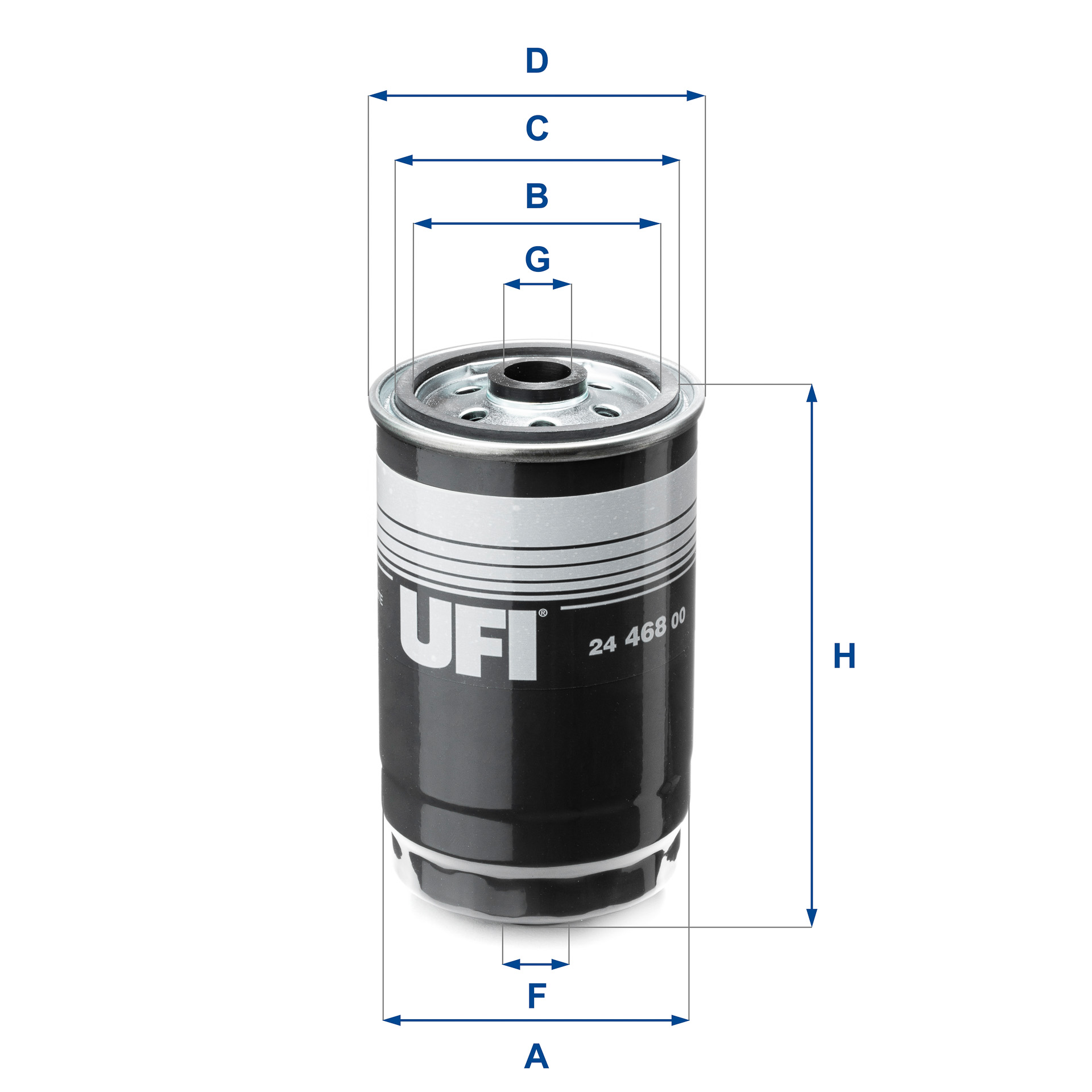 UFI Brændstof-filter 2446800 Filterindsats thread_size_1_991|Gevindmål 1|M 16 X 1,5 thread_size_2_992|Gevindmål 2|M 10 1,5 height_mm_209|Højde [mm]|14