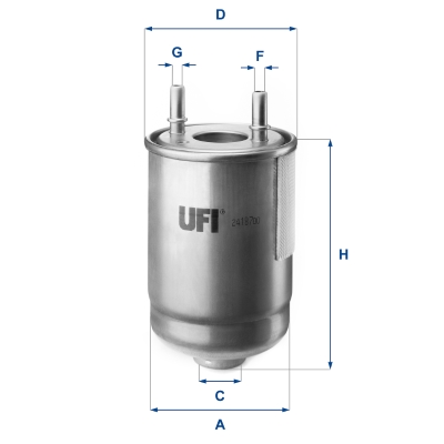 UFI Brændstof-filter 2418700 Filterindsats height_mm_209|Højde [mm]|147 thread_size_289|Gevindmål|M10 outer_diameter_mm_497|Yderdiameter [mm]|94 147mm