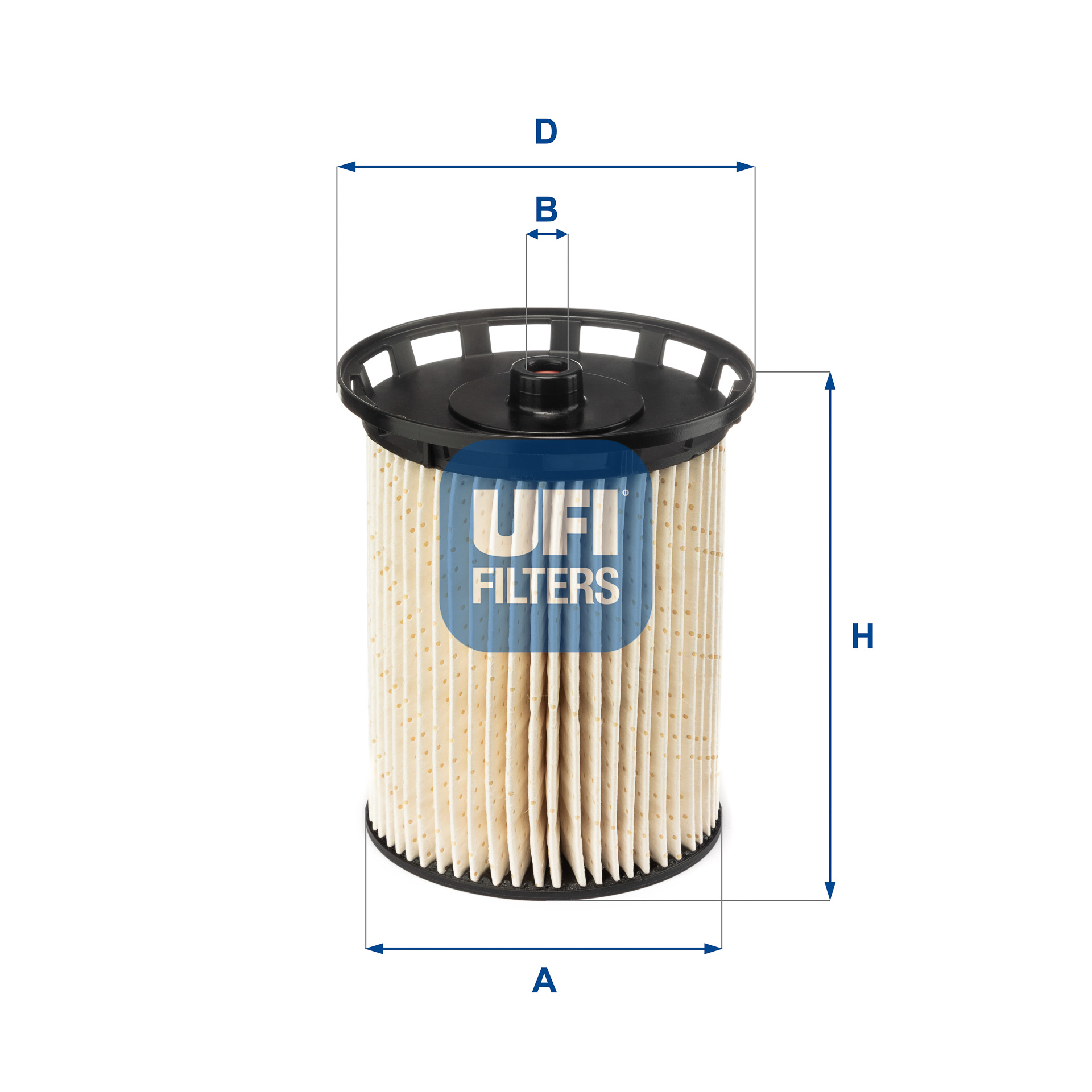UFI Brændstof-filter 2612900 Filterindsats height_mm_209|Højde [mm]|122 outer_diameter_mm_497|Yderdiameter [mm]|103 outer_diameter_1_mm_978|Yderdiamet