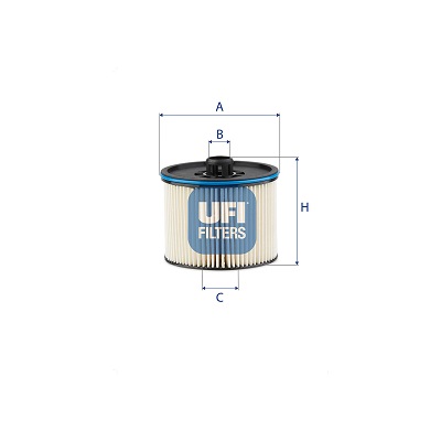UFI Brændstof-filter 2619500 Filterindsats height_mm_209|Højde [mm]|88 outer_diameter_mm_497|Yderdiameter [mm]|84 inner_diameter_1_mm_995|Inder diamet