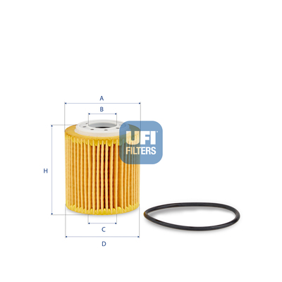 UFI Oliefilter 2521600 Filterindsats height_mm_209|Højde [mm]|75 outer_diameter_mm_497|Yderdiameter [mm]|64 inner_diameter_2_mm_996|Indvendig diameter
