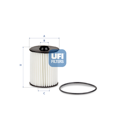 UFI Oliefilter 2522800 Filterindsats height_mm_209|Højde [mm]|106 outer_diameter_mm_497|Yderdiameter [mm]|74 inner_diameter_1_mm_995|Inder diameter 1