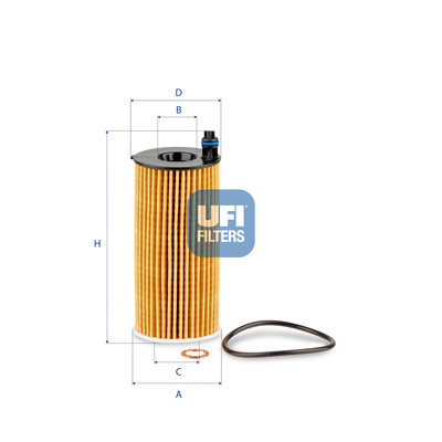 UFI Oliefilter 2518800 Filterindsats height_mm_209|Højde [mm]|134 outer_diameter_mm_497|Yderdiameter [mm]|53 outer_diameter_1_mm_978|Yderdiameter 1 [m