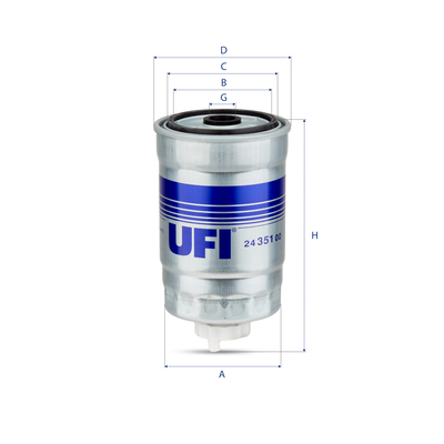UFI Brændstof-filter 2435100 Filterindsats thread_size_1_991|Gevindmål 1|M 16 X 1,5 height_mm_209|Højde [mm]|152 inner_diameter_mm_496|Indvendig diame