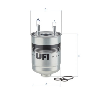 UFI Brændstof-filter 2411300 Filterindsats inlet__mm_916|Indgangs-Ø [mm]|10 outlet__mm_917|Udgangs-Ø [mm]|10 height_mm_209|Højde [mm]|146 outer_diamet