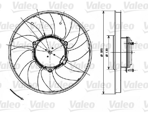 Ventilator, motorkøling, VALEO, 320 mm, b.la. til VW~Mercedes-Benz, 12 V