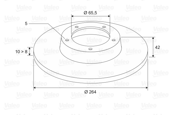 VALEO Bremseskive 186593 bagaksel fuld 264mm 10mm for OPEL CHEVROLET