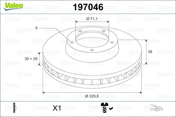 VALEO Bremseskive 197046 foraksel ventileret 330mm 30mm for PEUGEOT CITROËN (DF-PSA) CITROËN