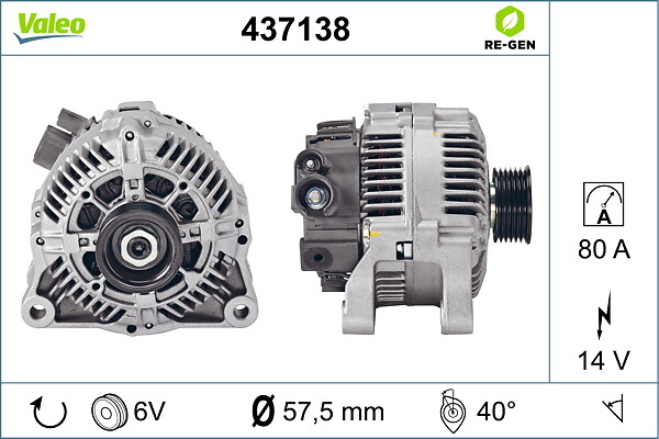VALEO Generator 437138 for LANCIA PEUGEOT PEUGEOT (DF-PSA) MITSUBISHI