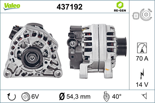 VALEO Generator 437192 for PEUGEOT FIAT