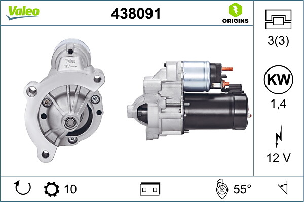 VALEO Starter 438091 for LANCIA FIAT PEUGEOT (DF-PSA) CITROËN (DF-PSA) PEUGEOT