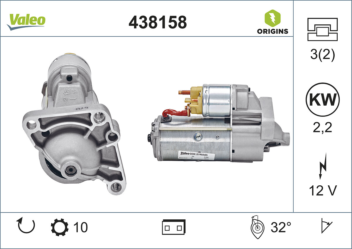 VALEO Starter 438158 for OPEL VAUXHALL RENAULT NISSAN