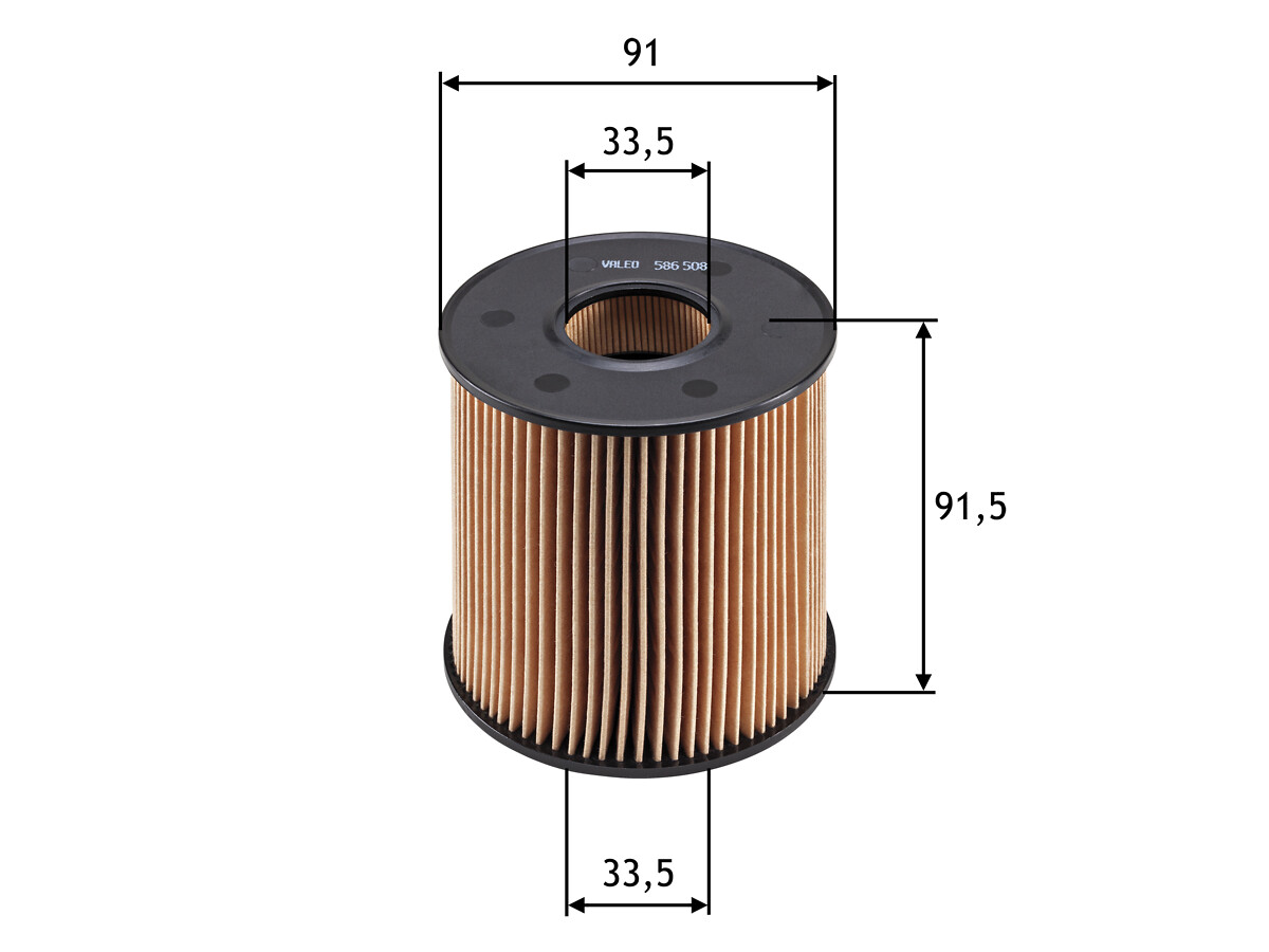 VALEO Oliefilter 586508 Filterindsats height_mm_209|Højde [mm]|92 outer_diameter_mm_497|Yderdiameter [mm]|91 inner_diameter_1_mm_995|Inder diameter 1