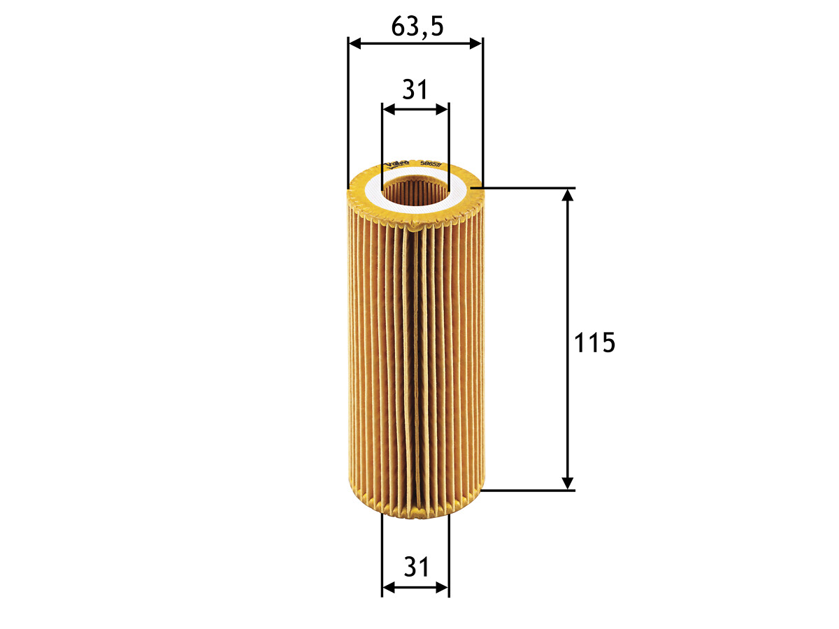 VALEO Oliefilter 586511 Filterindsats height_mm_209|Højde [mm]|155 outer_diameter_mm_497|Yderdiameter [mm]|64 inner_diameter_1_mm_995|Inder diameter 1