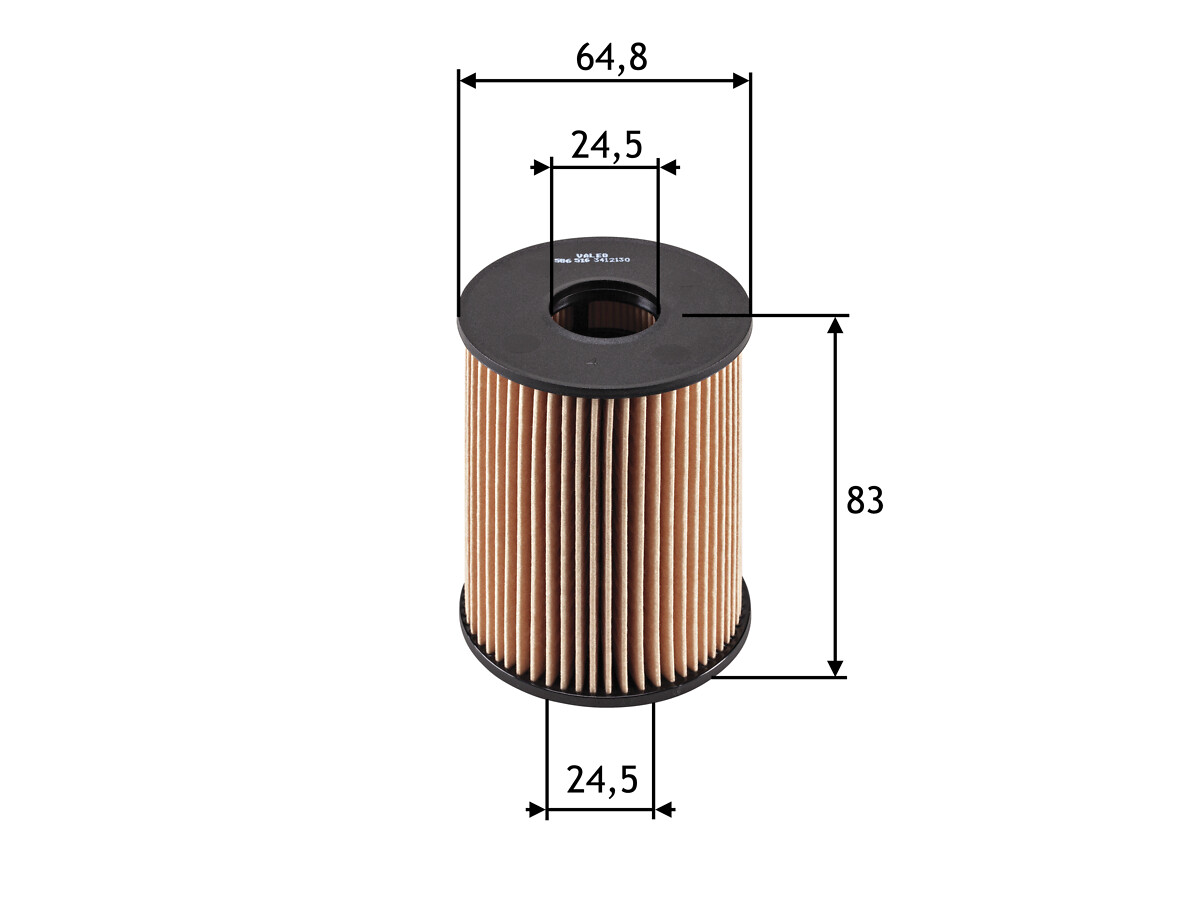 VALEO Oliefilter 586516 Filterindsats height_mm_209|Højde [mm]|83 outer_diameter_mm_497|Yderdiameter [mm]|64 inner_diameter_1_mm_995|Inder diameter 1