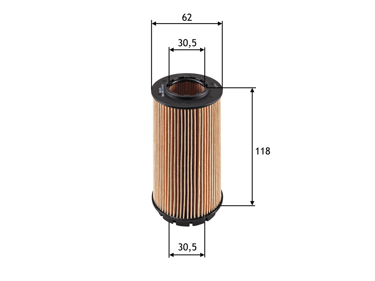 VALEO Oliefilter 586525 Filterindsats height_mm_209|Højde [mm]|118 outer_diameter_mm_497|Yderdiameter [mm]|63 inner_diameter_1_mm_995|Inder diameter 1
