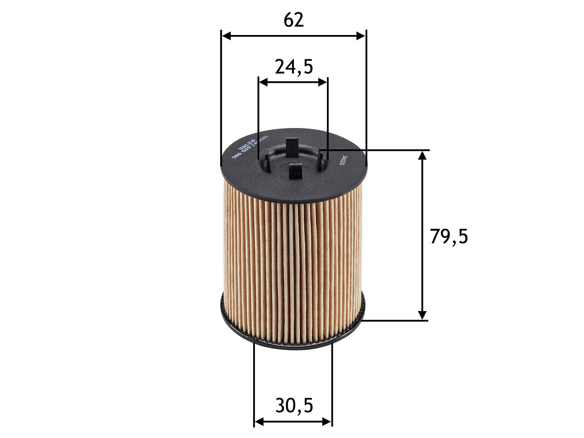 VALEO Oliefilter 586539 Filterindsats height_mm_209|Højde [mm]|78 outer_diameter_mm_497|Yderdiameter [mm]|59 inner_diameter_1_mm_995|Inder diameter 1