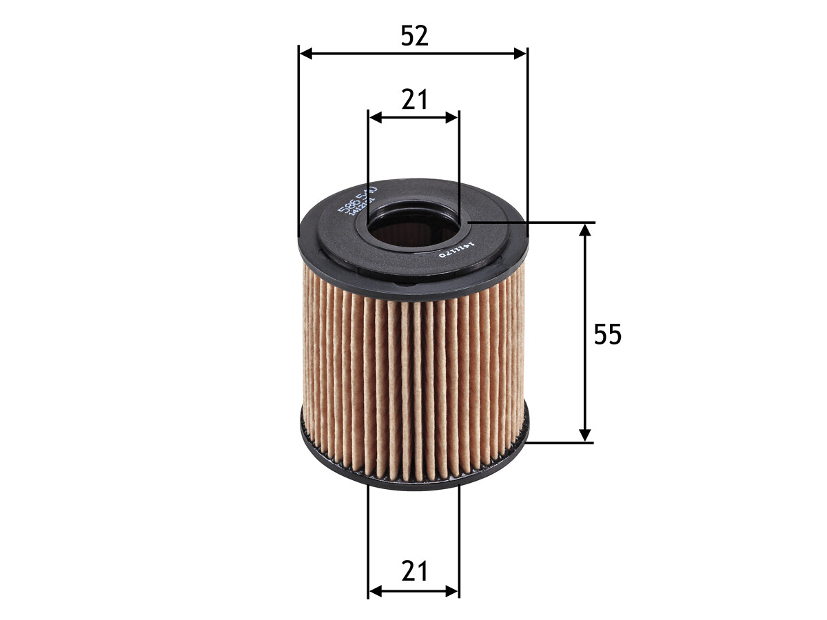 VALEO Oliefilter 586540 Filterindsats height_mm_209|Højde [mm]|55 outer_diameter_mm_497|Yderdiameter [mm]|52 inner_diameter_1_mm_995|Inder diameter 1
