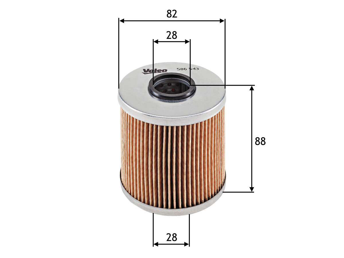 VALEO Oliefilter 586543 Filterindsats height_mm_209|Højde [mm]|89 outer_diameter_mm_497|Yderdiameter [mm]|81 inner_diameter_1_mm_995|Inder diameter 1