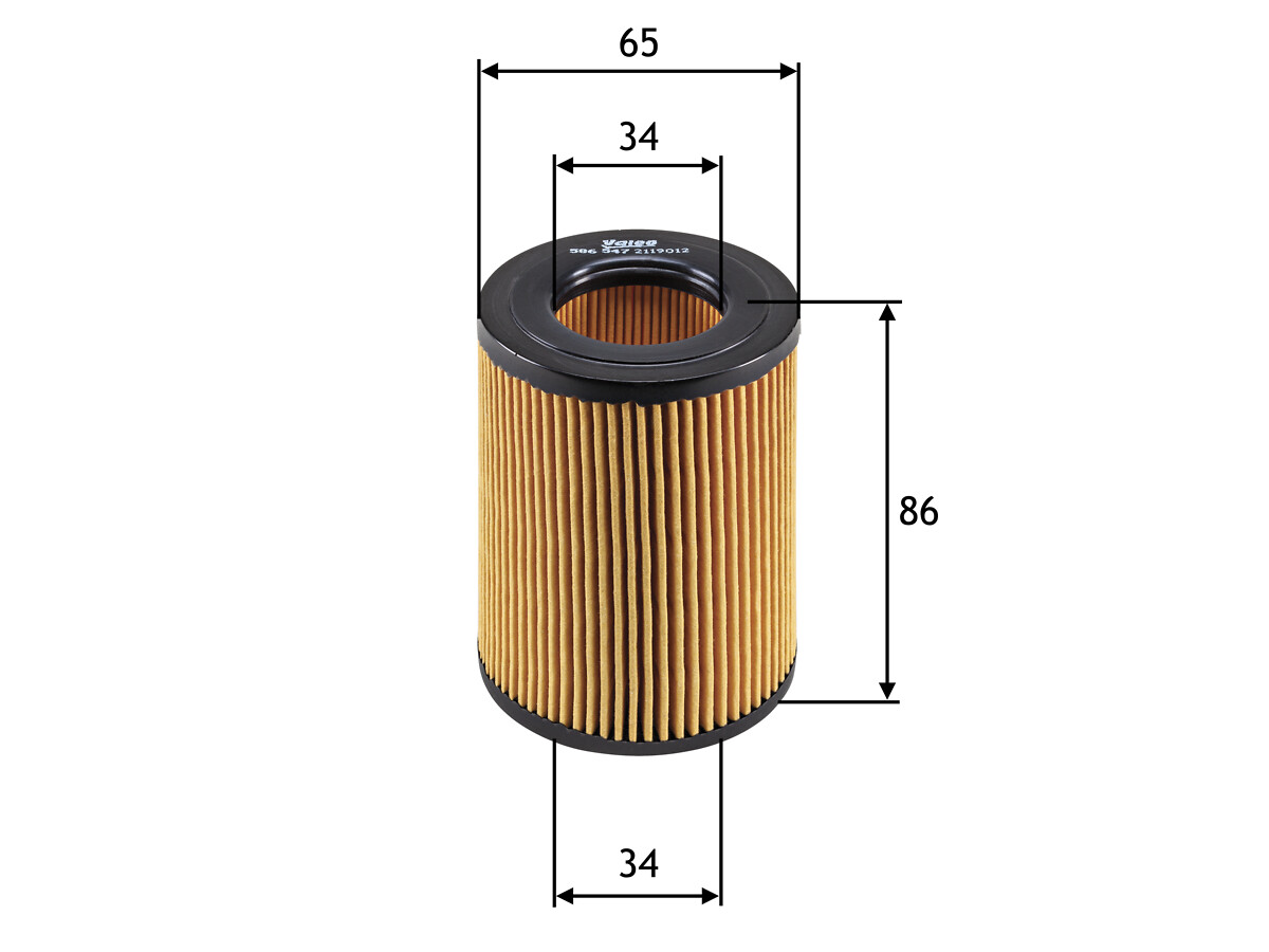 VALEO Oliefilter 586547 Filterindsats height_mm_209|Højde [mm]|88 outer_diameter_mm_497|Yderdiameter [mm]|65 outer_diameter_1_mm_978|Yderdiameter 1 [m