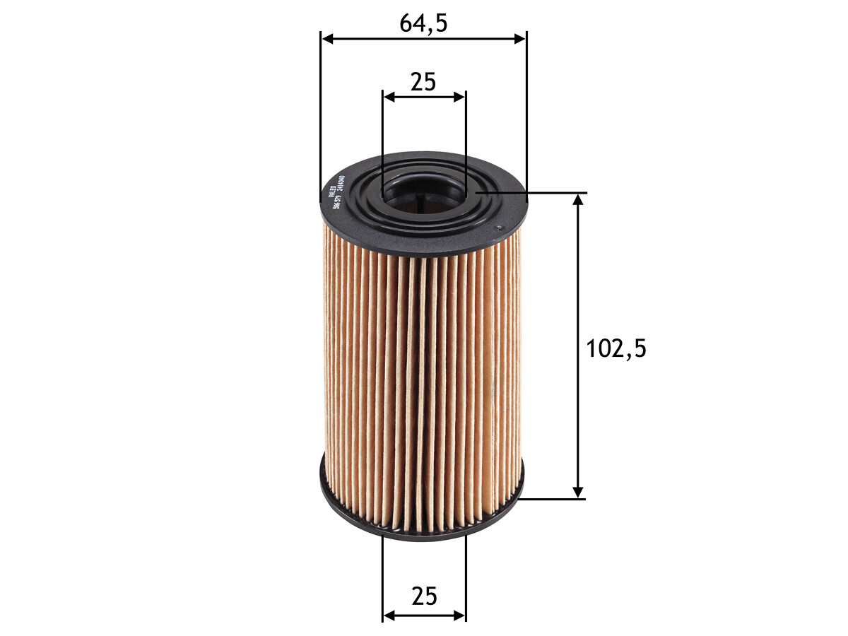 VALEO Oliefilter 586579 Filterindsats height_mm_209|Højde [mm]|104 outer_diameter_mm_497|Yderdiameter [mm]|64 inner_diameter_mm_496|Indvendig diameter