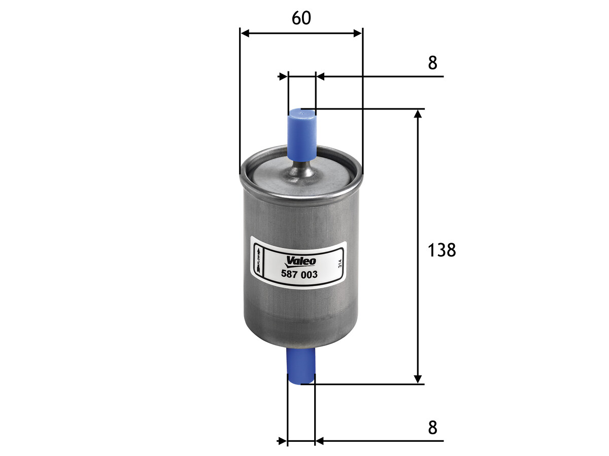 VALEO Brændstof-filter 587003 Lednings 131mm for PEUGEOT CITROËN OPEL SAAB BMW VW LANCIA FORD VAUXHALL FIAT ALFA ROMEO DAIHATSU ISUZU NISSAN PORSCHE