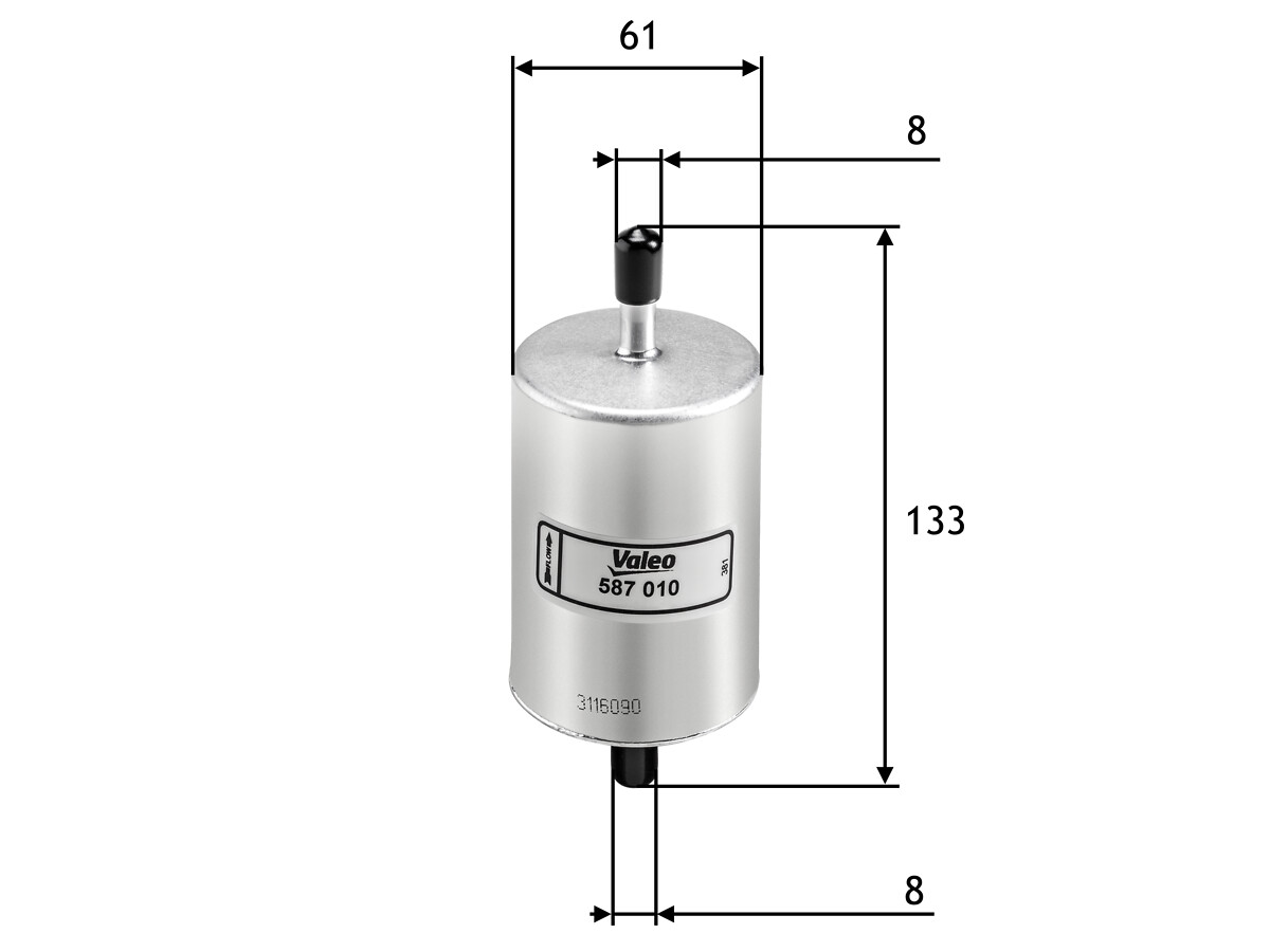 VALEO Brændstof-filter 587010 Lednings 133mm for RENAULT HYUNDAI AMC