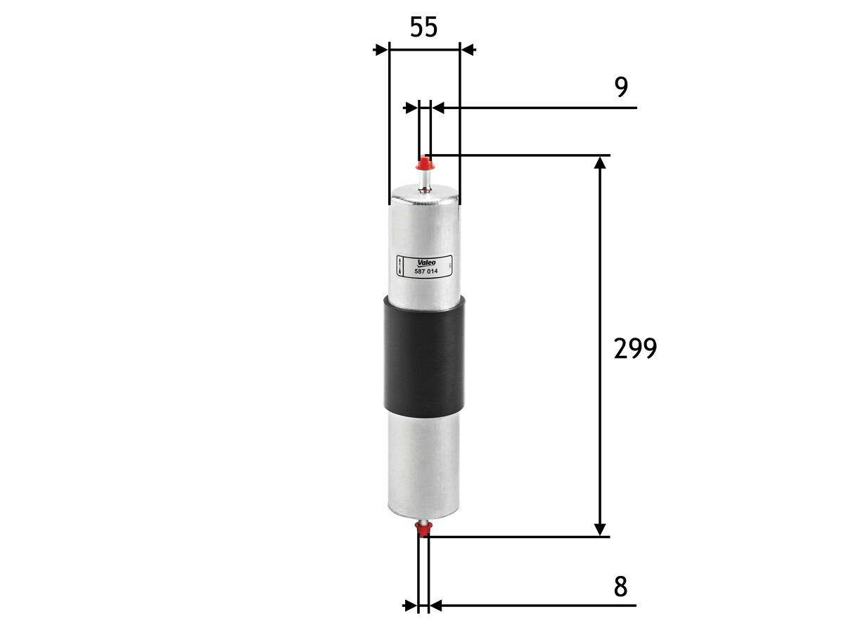 VALEO Brændstof-filter 587014 Lednings 299mm for BMW