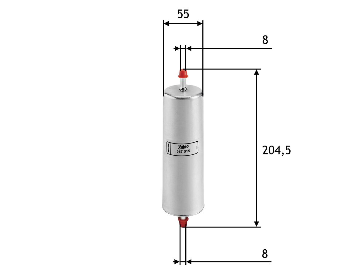 VALEO Brændstof-filter 587015 Lednings 205mm for BMW