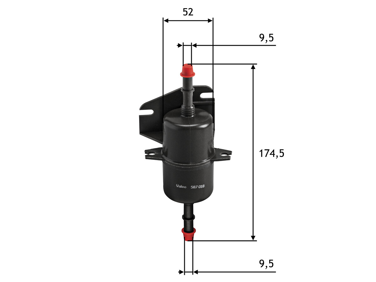 VALEO Brændstof-filter 587018 Lednings 175mm for FIAT