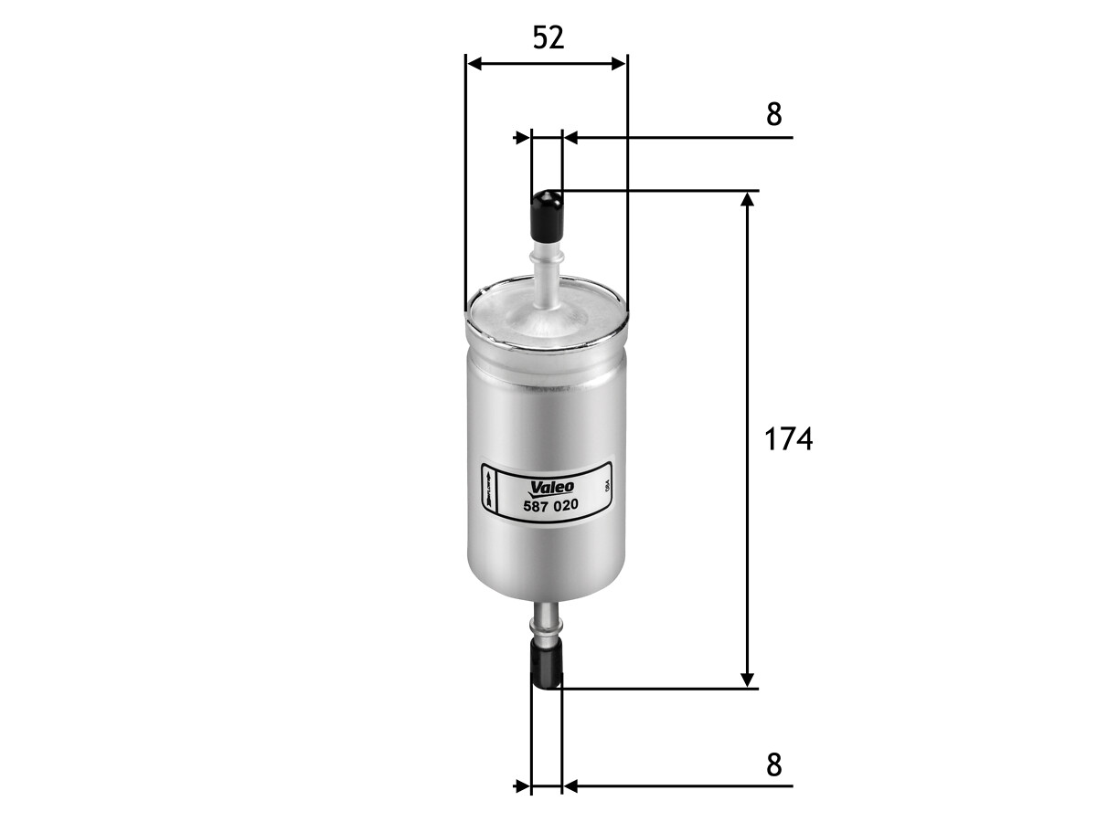 VALEO Brændstof-filter 587020 Lednings 174mm for FORD FORD USA JAGUAR